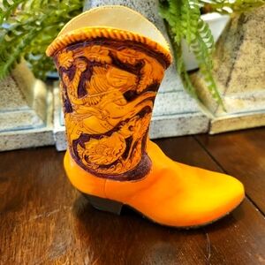 Orange and Brown Western Boot Decor